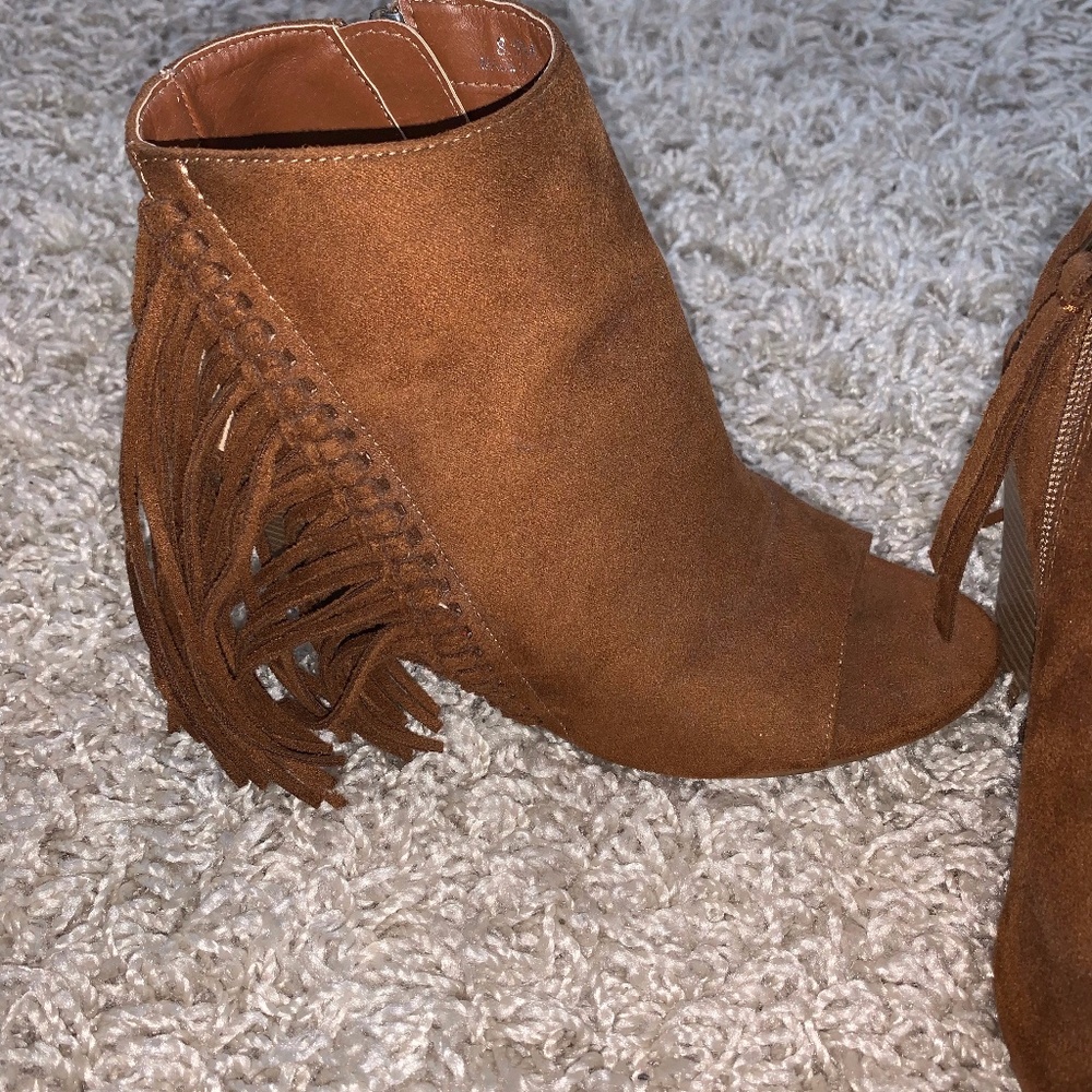 Suede Open Toe Booties
